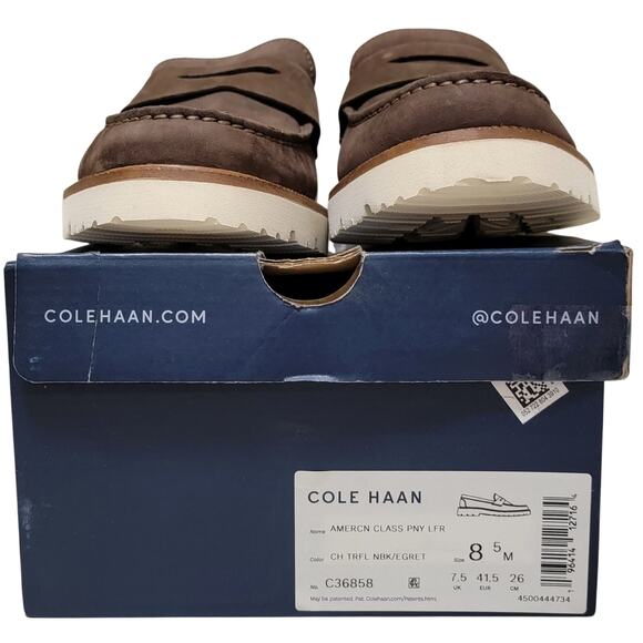 Cole Haan Men American Classics Slip On Penny Loafers Size US 8.5M Brown Suede